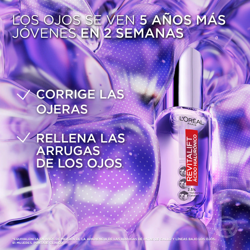 L'oréal Paris Revitalift Ácido Hialurónico Sérum Ojos, Hidrata Intensamente Y Rellena Líneas De Expresión, Disminuye Ojeras, Para Contorno De Ojos, 20 Ml.