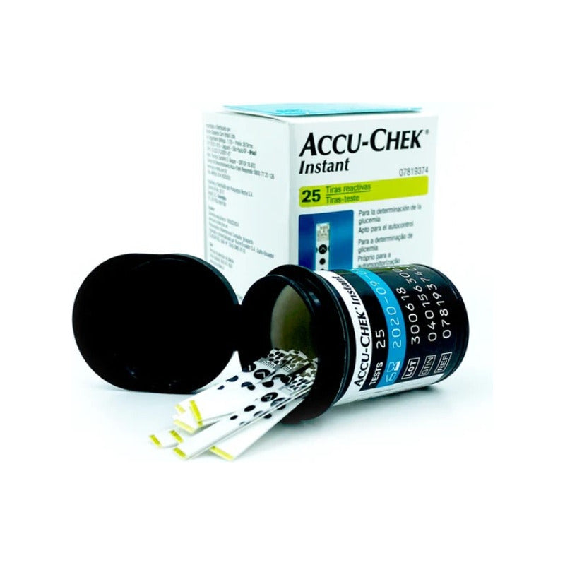 Accu Check Instant Tiras Reactivas De Glucosa 25 Pzas Verde