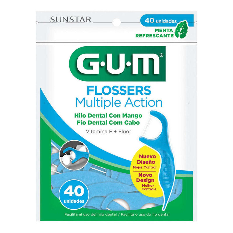 Gum Flosser Hilo Dental Con Mango Para Encías Sensibles 40pz
