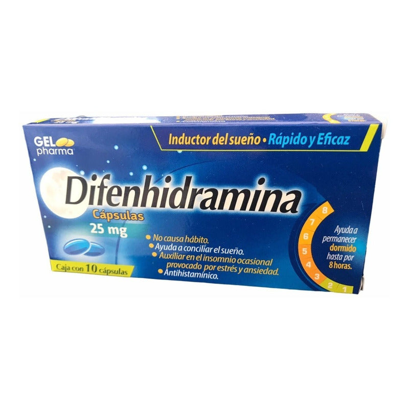 Difenhidramina Auxiliar Insomnio 25mg 10 Capsulas
