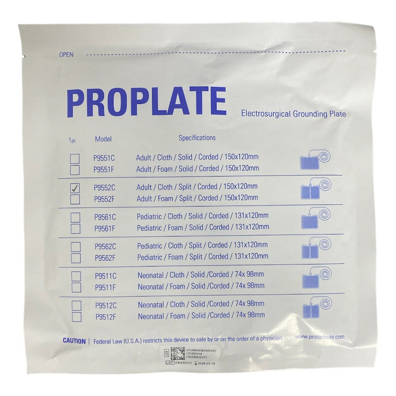 Placa Electrocirugía Proplate Universal 1 Pieza