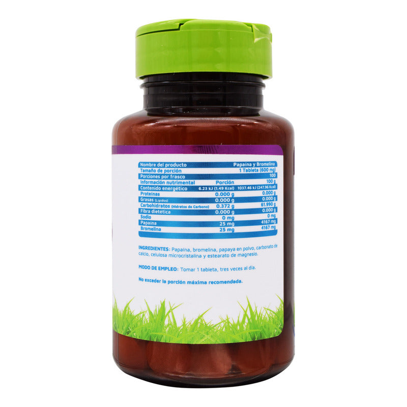 Papaina Y Bromelina 100 Tabletas Vidanat Sabor Sin Sabor