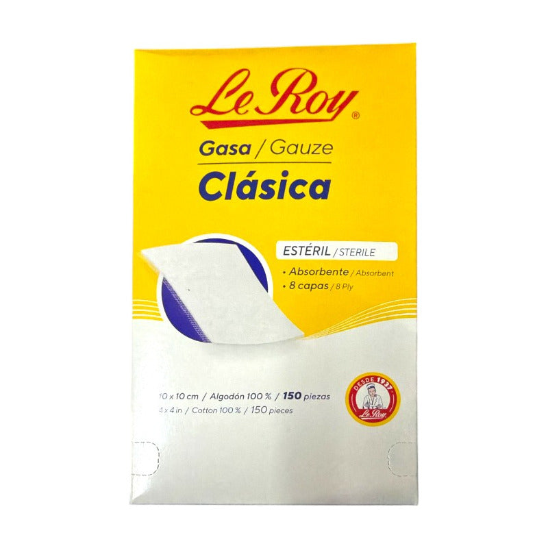 Gasa Estéril Clásica 10x10 Cm 150 Piezas Le Roy