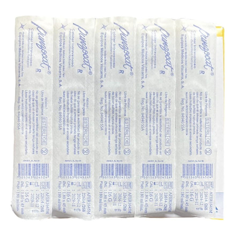 Punzocat Catéter 16gx45mm(3/4) Gris 5 Piezas