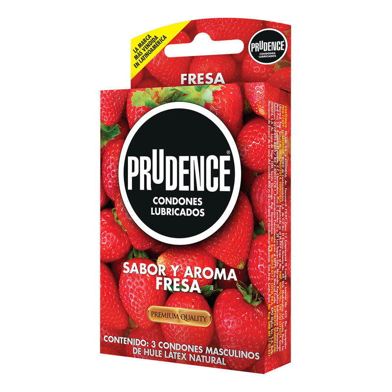 Condones De Látex Prudence Sabor Y Aroma Fresa 3 Condones