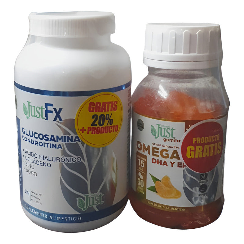 Pack 2 Just Fx Glucosamina 120caps +omega 30 Caps Sin Sabor