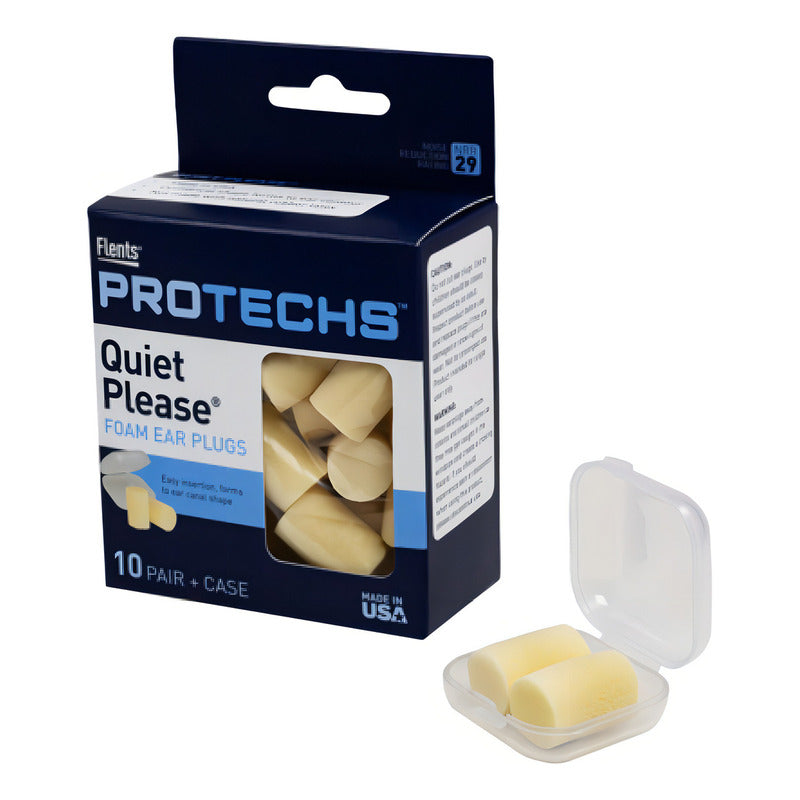 Tapon Para Oido 10 Pares Y Estuche Flents (reduccion 29db) Color Amarillo Blanco