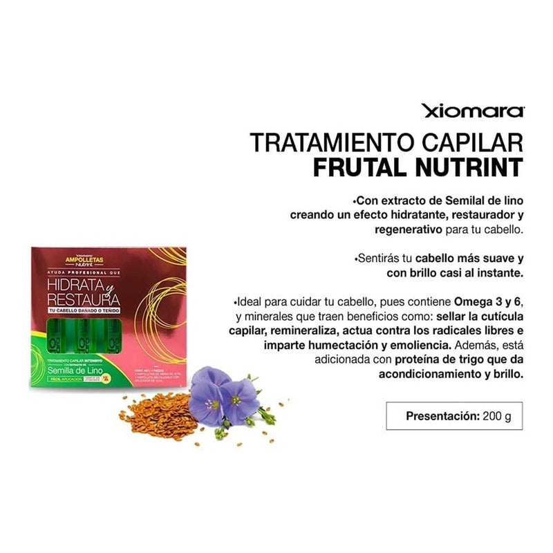 Tratamiento Capilar Xiomara Nutrint Hidarata Y Restaura 4 Ampolletas