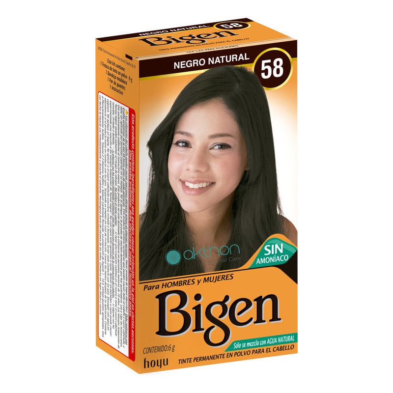 2 Bigen Tinte Permanente Cabello Hombres Y Mujeres Tono 58 58 Negro Natural
