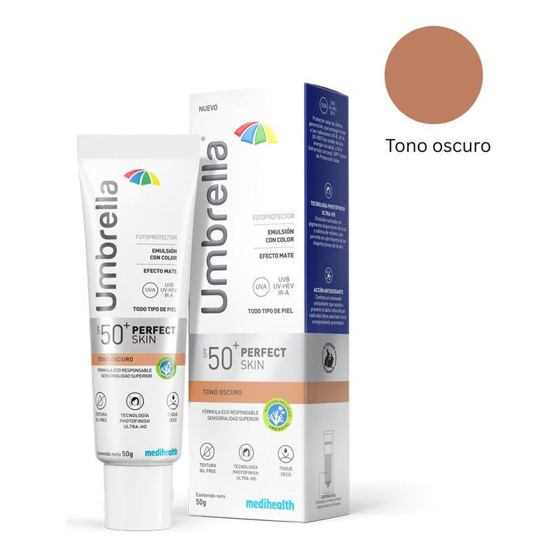Umbrella Perfect Skin Tono Oscuro Spf 50+,color Efecto Mate