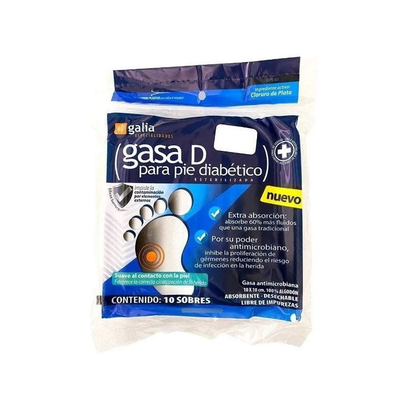 Gasa D Para Pie Diabético Esterilizada 10 Sobres