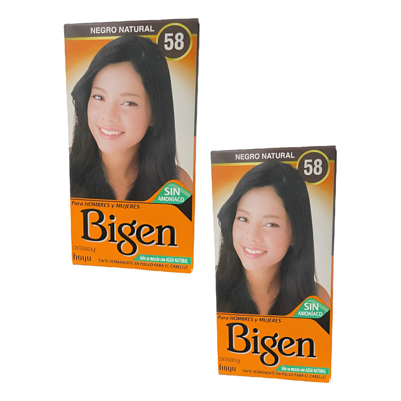 2 Bigen Tinte Permanente Cabello Hombres Y Mujeres Tono 58 58 Negro Natural