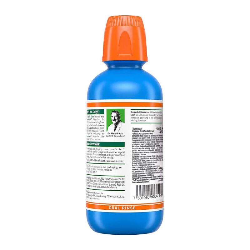 Enjuague Bucal Therabreath Aliento Fresco Menta Fresca 473ml