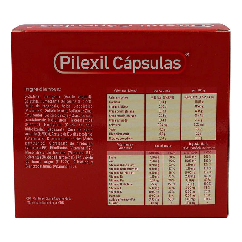 Complemento Alimenticio Cápsulas De Gelatina Blanda Para El Cabello Y Uñas 100 Unidades Pilexil