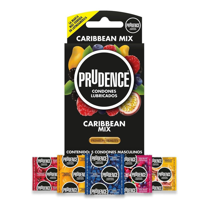 Condones De Látex Prudence Sabor Y Aroma Caribbean 5 Condones