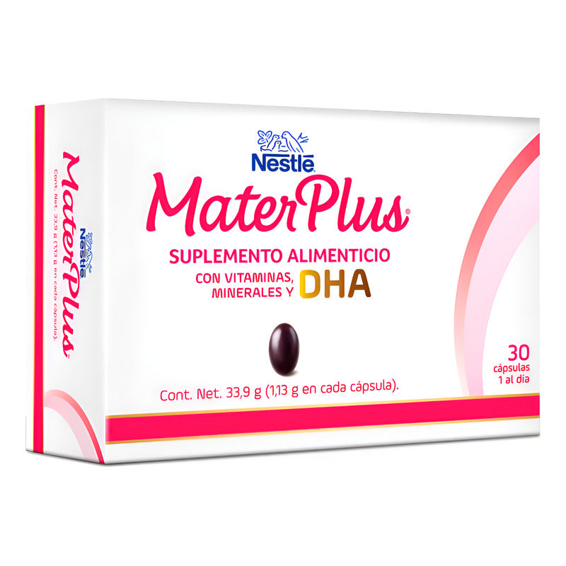 Multivitamínico Con Dha Nestlé Materplus Caja Con 30cápsulas Sin Sabor