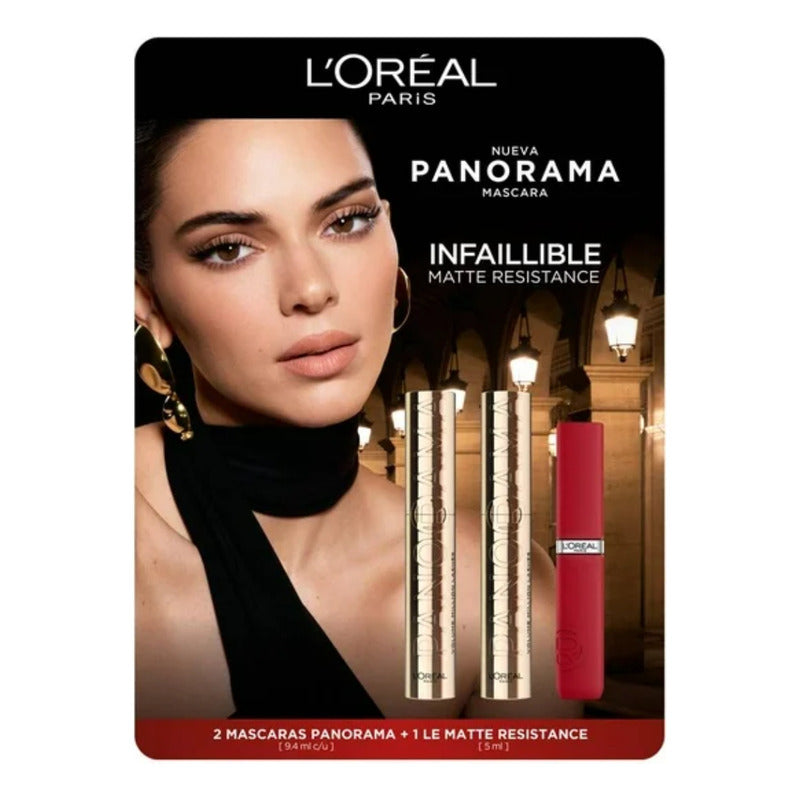 Máscara De Pestañas L'oréal Panorama 2pz+1pz Infaillible Negro
