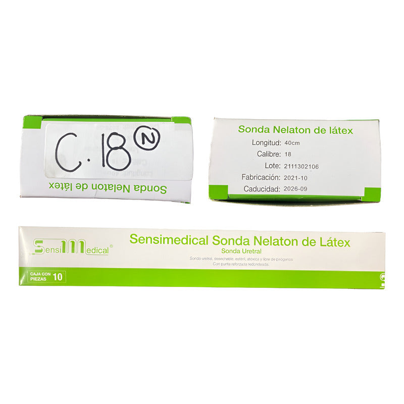 Caja 10 Sonda Nelaton De Látex Sensimedical Una Vía Calibres