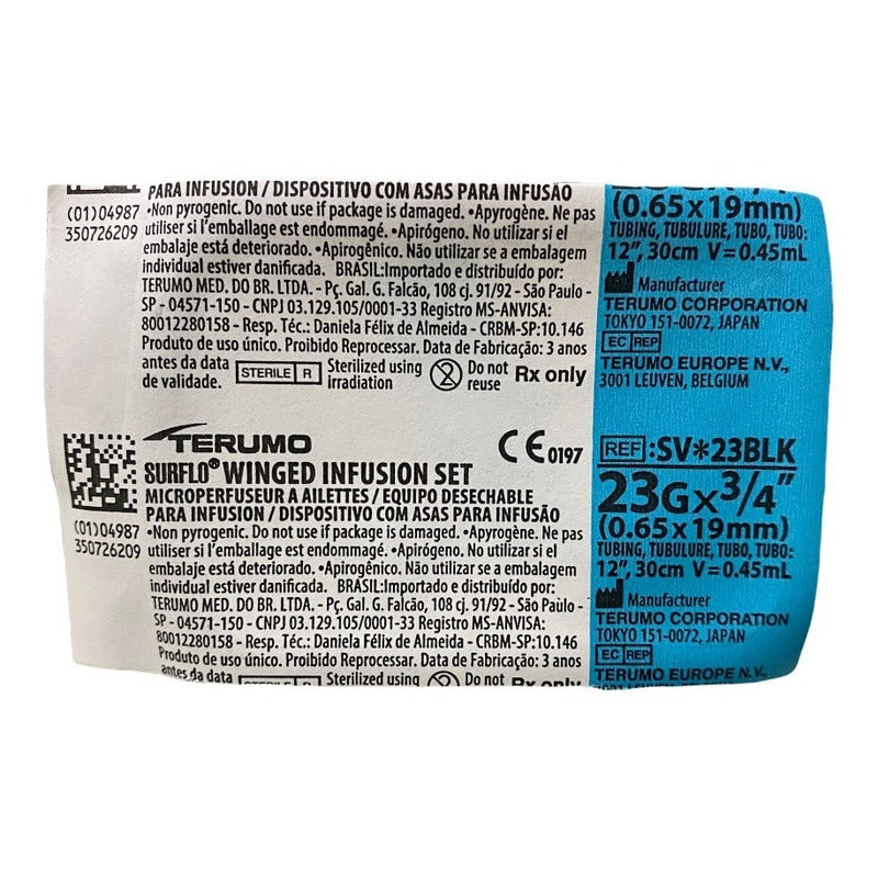 3 Piezas Terumo Mariposa Equipo Para Infusion 23gx19mm (3/4)
