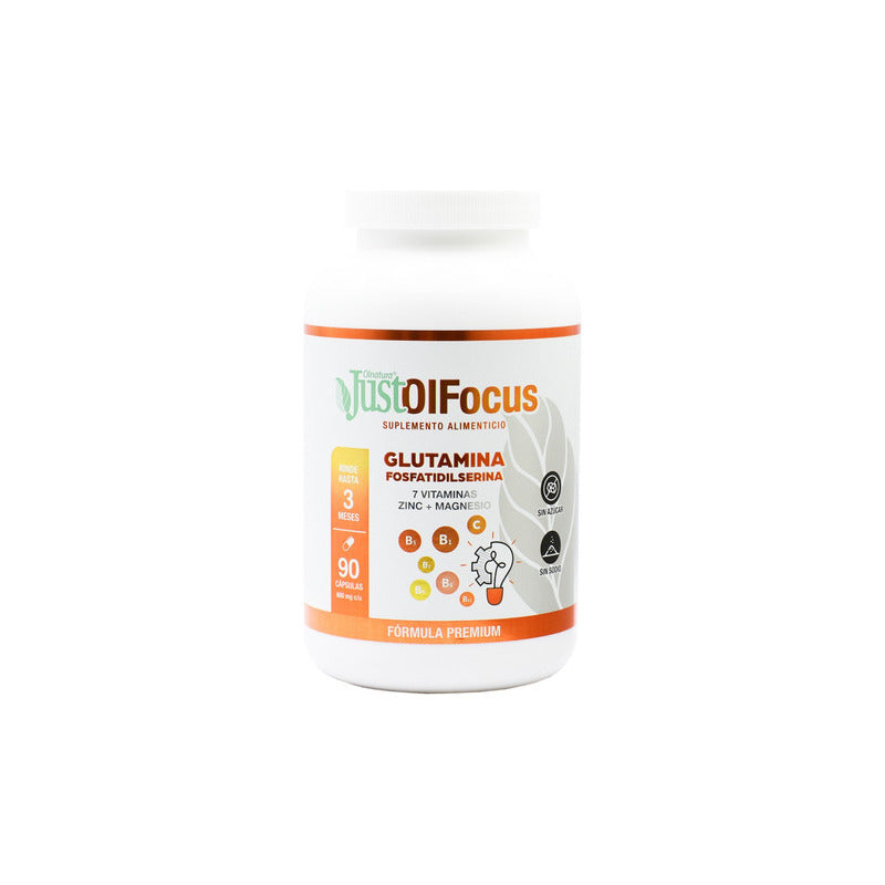 Justolfocus 90 Cápsulas De Glutamina + 7 Vitaminas Sabor Sin Sabor