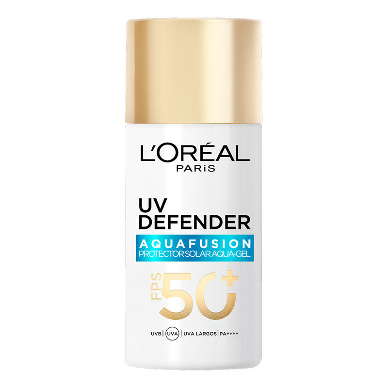 L'oréal Paris Uv Defender Aquafusion Protector Solar Diario Fps50+, Protector Solar Aqua-gel, Previene Manchas Solares Y Arrugas, Absorción Rápida En 3 Segundos, 50ml