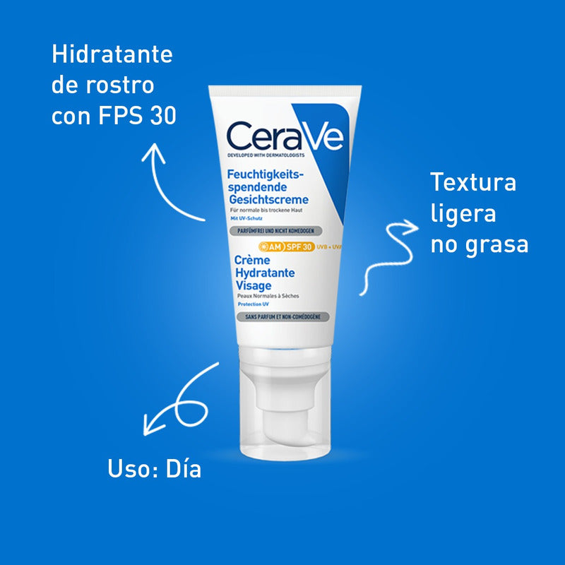 Cerave Loción Hidratante De Rostro Fps30 52ml Todo Tipo De Piel Día