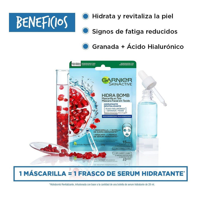 Garnier Mascarilla Facial Granada Con Ácido Hialurónico Tipo De Piel Normal