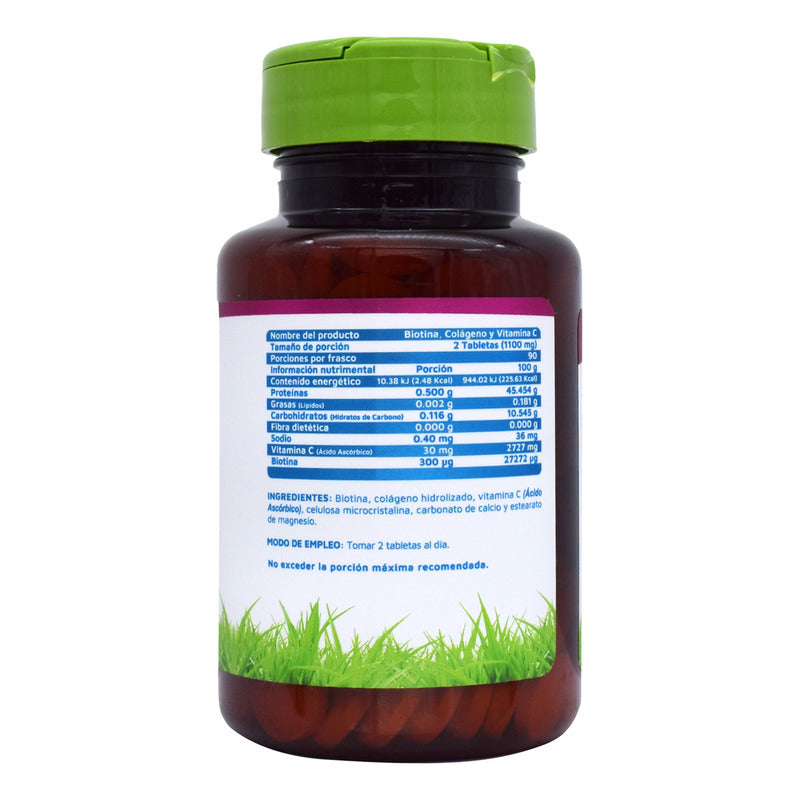 Biotina, Colágeno Y Vitamina C 180 Tabletas Vidanat Sabor Sin Sabor