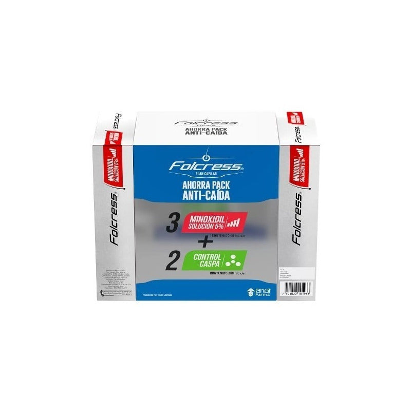 Super Kit Folcress Anti Caída 3 Minoxidil & 2 Control Caspa