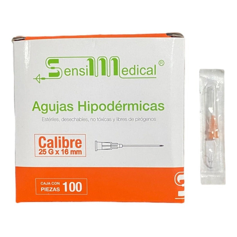 Aguja Hipodermica Sensimedical 25gx16mm 100 Piezas