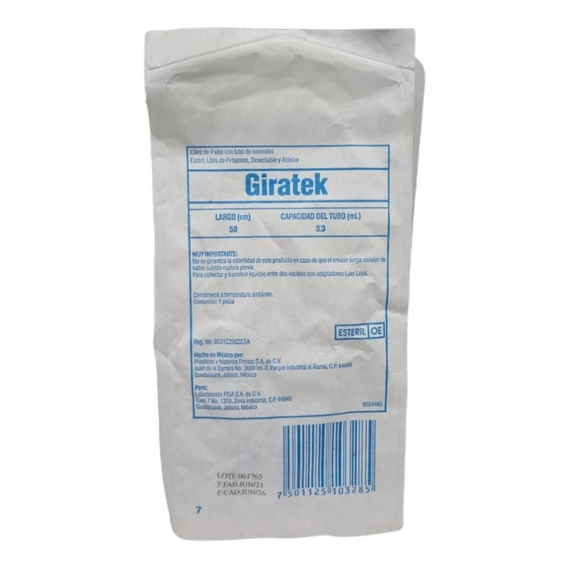 Giratek Llave De 4 Vías Estéril Con Extensión(50cm) 5piezas