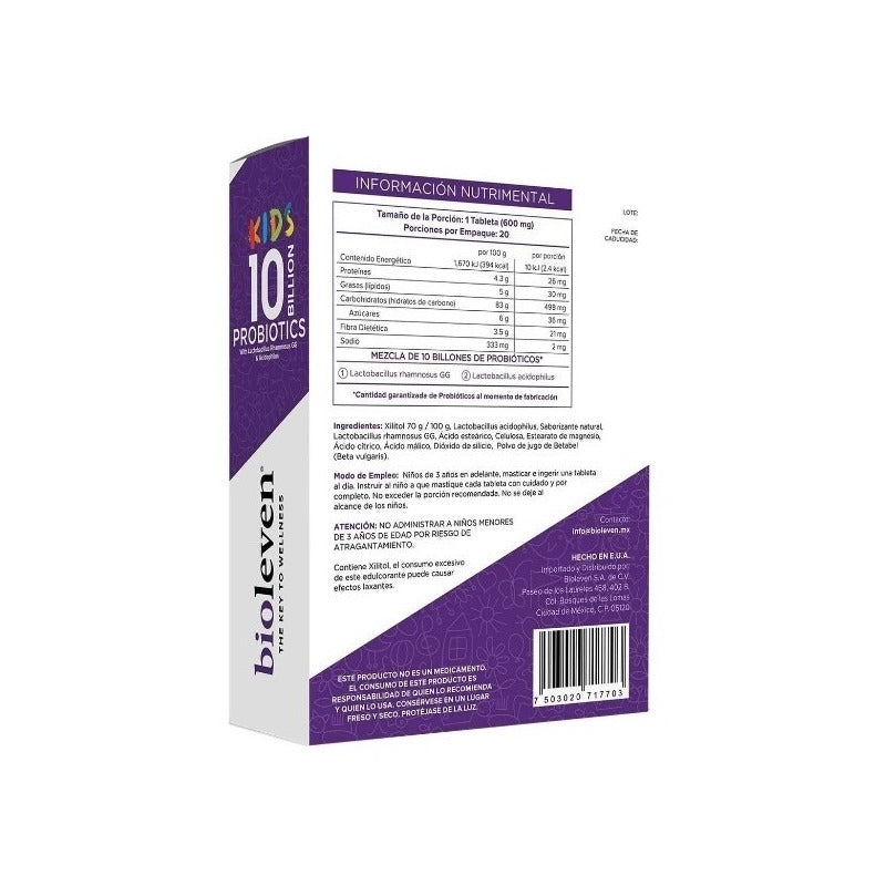 Duo Pack Bioleven Kids Probioticos 20 Tabs Masticables Cu Moras