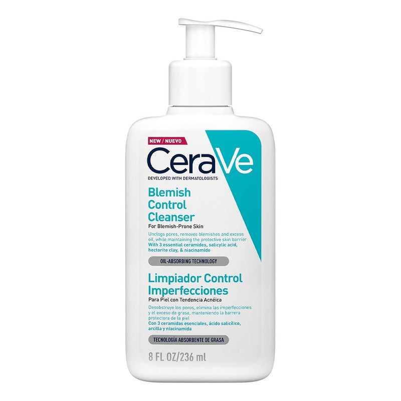 Limpiador Cerave Control Imperfecciones Para Piel Con Tendencia Acnéica De Todas Las Edades De Dia Y Noche 236ml Skin Care