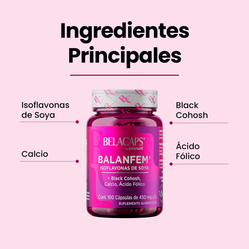 Balanfem Solanum Isoflavonas, Calcio, Acido Folico 100 Cap Sabor Sin Sabor