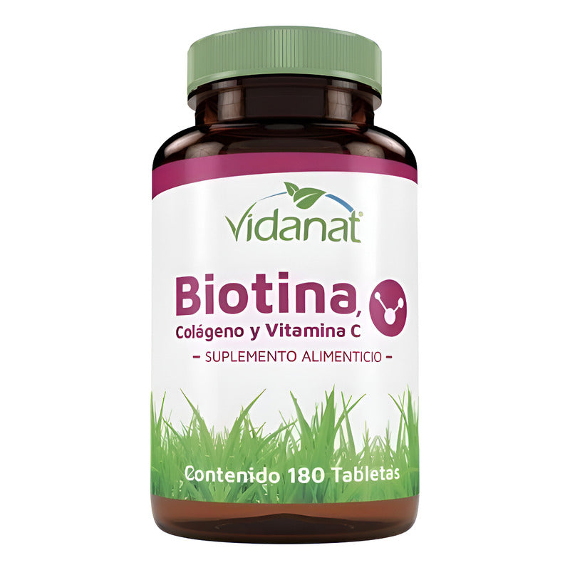 Biotina Colágeno Y Vitamina C Vidanat 180 Tabletas Sin Sabor