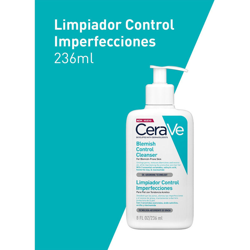Cerave Limpiador Control Imperfecciones Anti-acne 236ml Acneica Día/noche