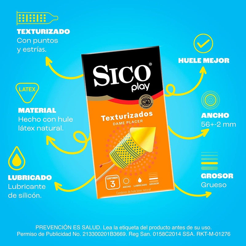 Kit Sico Texturizado 3 Condones + Anillo Vibrador