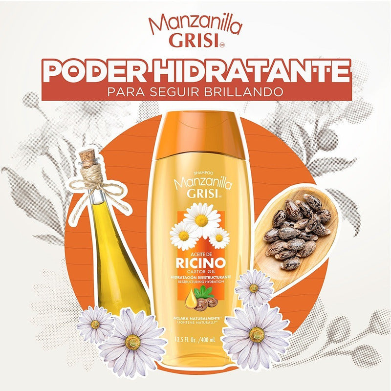 Grisi Manzanilla Hidratación Shampoo Ricino 400ml