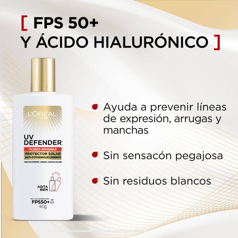 Protector Solar L'oréal Uv Anti-fotoenvejecimiento 2pzs 40g