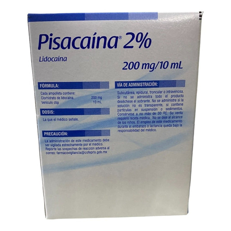 Pisacaína 2% Lidocaína 200mg 10 Piezas