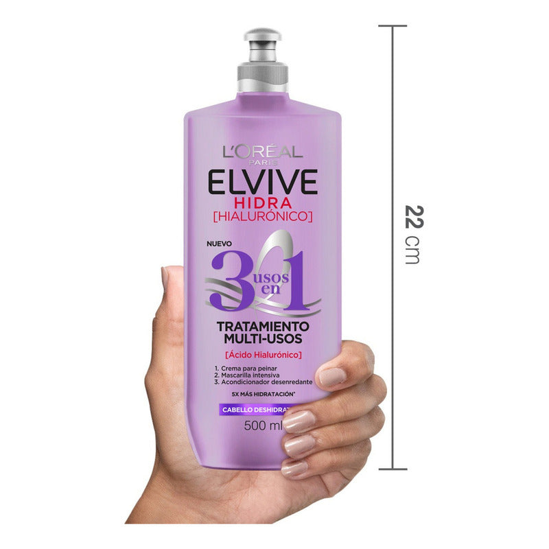 Elvive Hidra Hyaluronic 3en1 Tratamiento Multi Usos 500ml