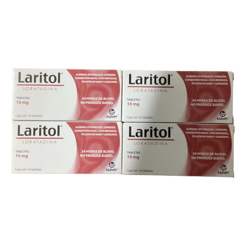 4 Cajas Laritol Loratadina 10 Mg Con 10 Tabs Cu