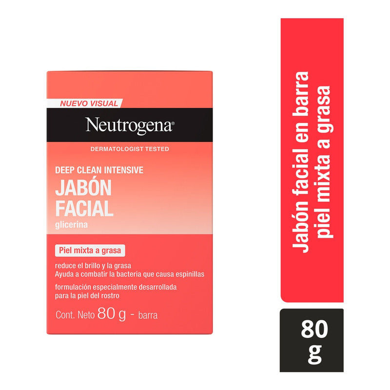 Jabón Facial En Barra Neutrogena Deep Clean Intensive 80 G