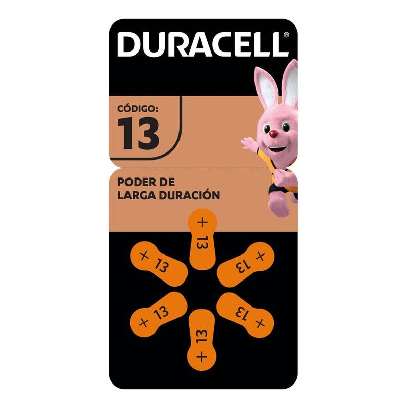 Pack X6 Pilas Auditivas Tamaño 13, Zinc-aire Duracell