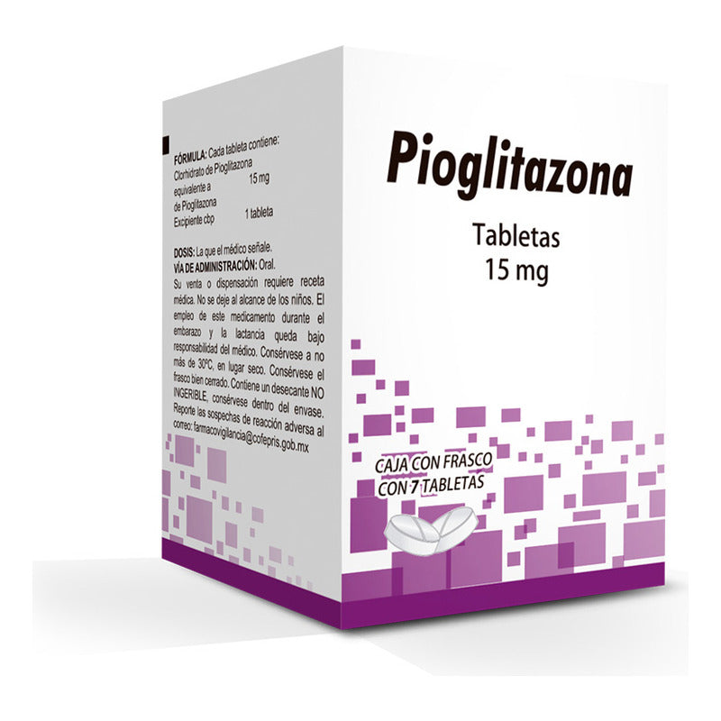 Pioglitazona Tabletas 15 Mg, 7 Tabletas