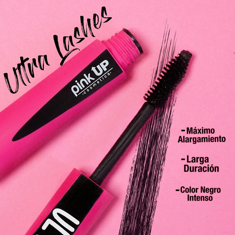 Pink Up Máscara De Pestañas Ultra Lashes Waterproof Negro Intenso