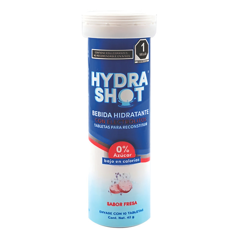 Hydra Shot Bebida Hidratante Con Electrolitos Fresa 10tabs