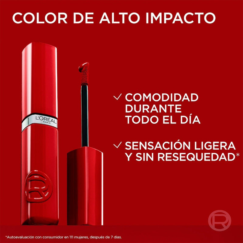 L'oréal Paris Infallible Laque Resistance, Labial Líquido Con Acabado Brillante De Larga Duración 16hr, Tono Rouge Paris 420, 5ml