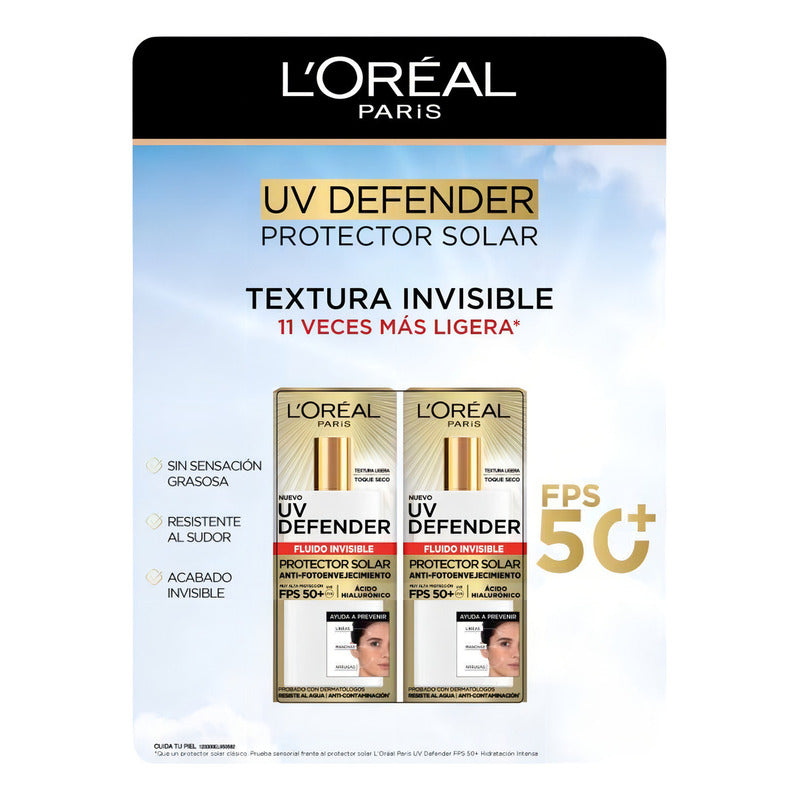 Protector Solar L'oréal Uv Anti-fotoenvejecimiento 2pzs 40g
