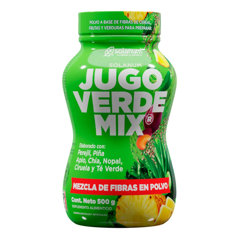 Jugo Verde Mix Fibra Para Mezclar En Polvo Solanum 500g Jugo Verde